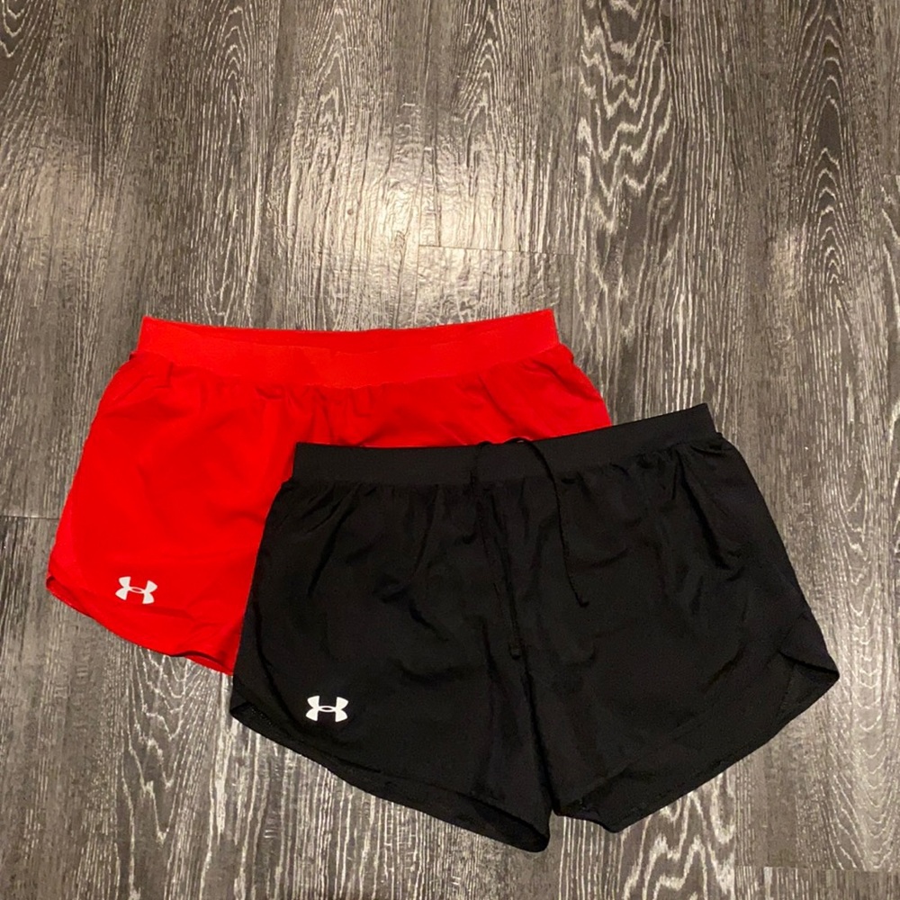 Under Armour fly-by 2.0 shorts. Size M. Red/Black